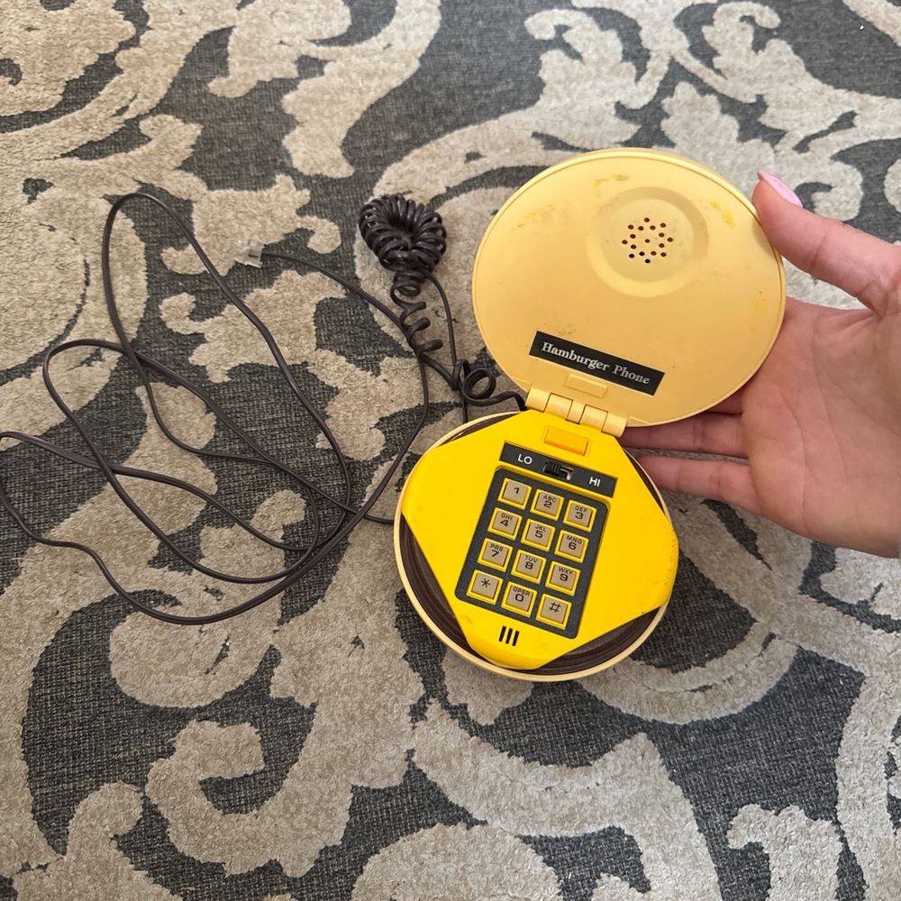 Juno Yellow hamburger, phone Retro Portable Dial Phone - Yellow